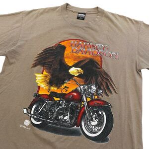 Vintage Harley Davidson Tee Shirt HD Eagle Single Stitch Bike 90s 1995 AOP Sty M